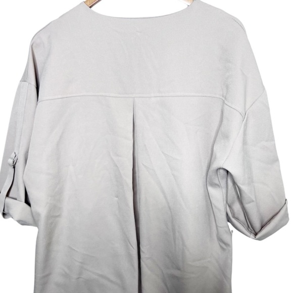 3/4 Sleeve Tan Solid Color Wide Collar Relaxed Duster Trench Coat Suit Jacket - Picture 15 of 16